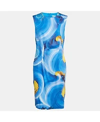 Pre-Owned Versace Women's Collection Blue Abstract Print Cotton Sleeveless Short Dress