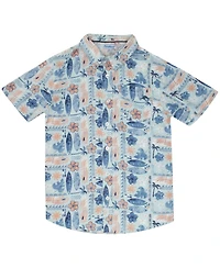 Tommy Bahama Little Boys Button Down Short Sleeve Hawaiian Elastic Woven Shirt and Short Set