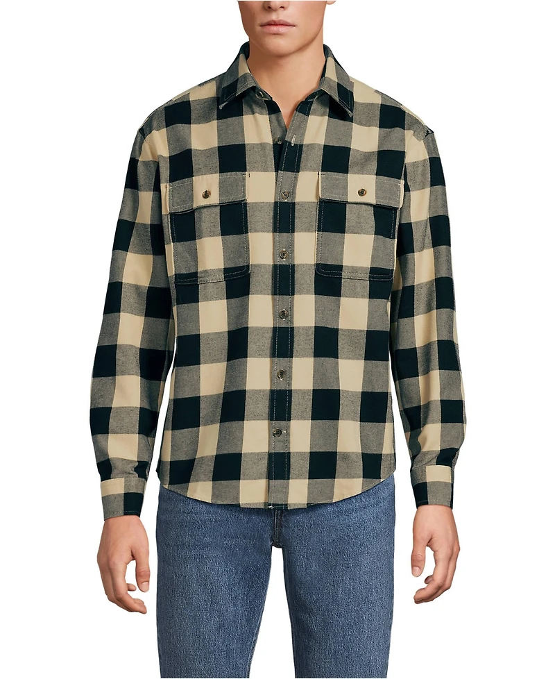 Lands' End Men's Long Sleeve RainDefense Flannel Shirt