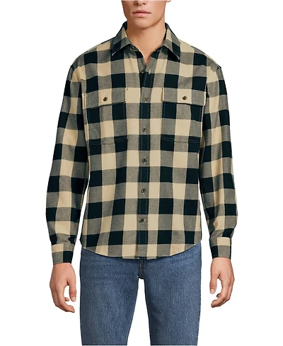 Lands' End Men's Long Sleeve RainDefense Flannel Shirt