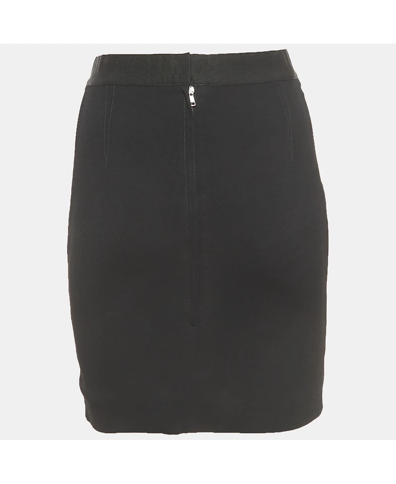 Pre-Owned Dolce & Gabbana Women's Black Ruched Crepe Double Zip Mini Skirt