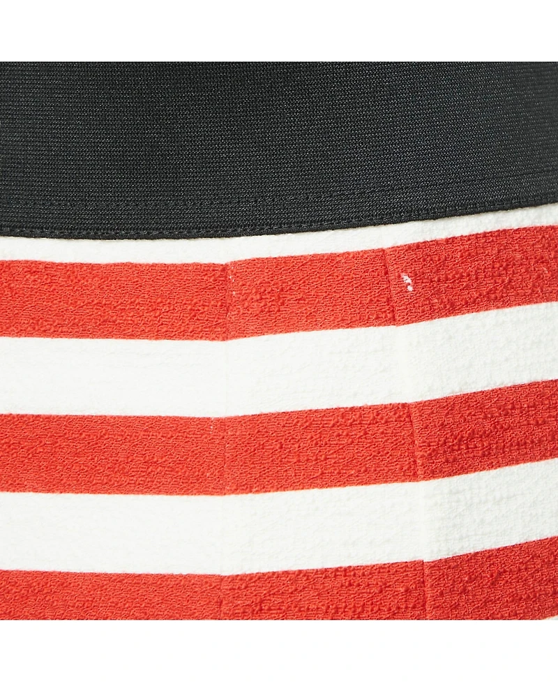 Pre-Owned Dolce & Gabbana Women's White/red Slub Cotton Button Detail Mini Skirt