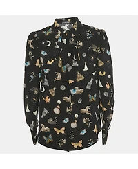 Pre-Owned Alexander Mcqueen Women's Printed Silk Tie Up Neck Blouse