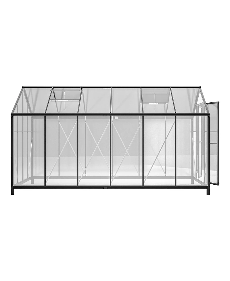 Premium 8'x12' Walk-In Greenhouse with Polycarbonate Walls and Aluminum Frame