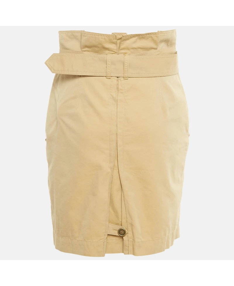 Pre-Owned Burberry Women's Brit Beige Cotton Belted Mini Skirt