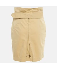 Pre-Owned Burberry Women's Brit Beige Cotton Belted Mini Skirt