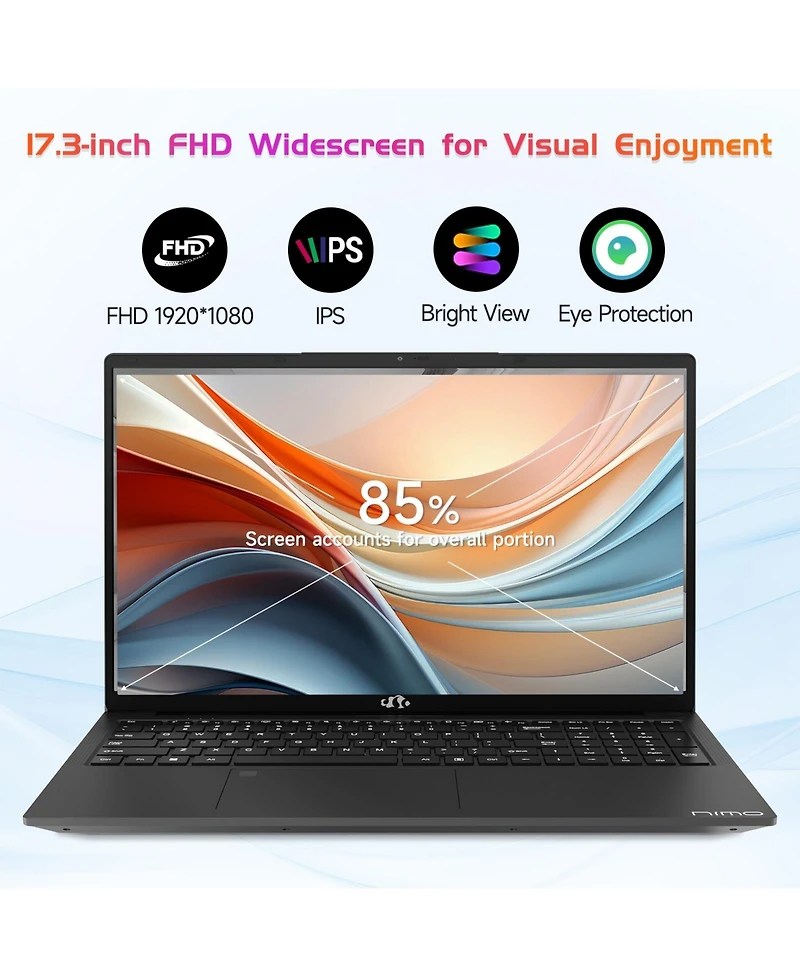 Nimo 17.3" Ips Fhd-Laptop Intel 6 Cores i3-1215U 32GB Ram 1TB Ssd 4.4GHz