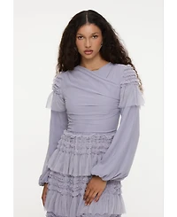 Maryisa Women's Modest Ruffle Dress Maxi With Abstract Print