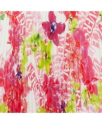 Pre-Owned Versace Women's Multicolor Floral Print Satin Pleated Asymmetric Midi Skirt