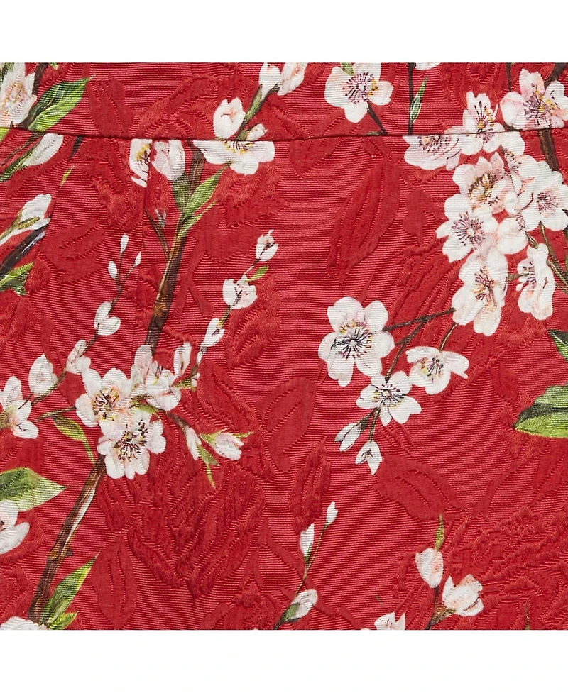 Pre-Owned Dolce & Gabbana Women's Red Floral Print Cotton Silk Mini Skirt