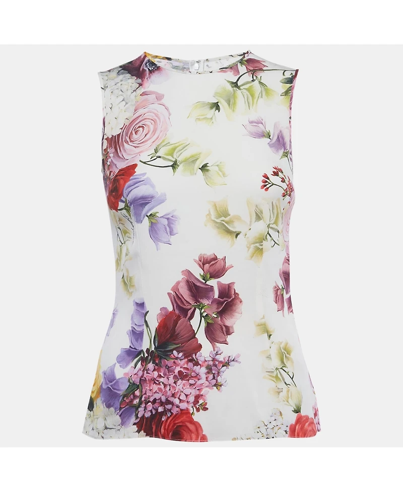 Pre-Owned Dolce & Gabbana Women's Floral Print Silk Sleeveless Top