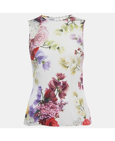 Pre-Owned Dolce & Gabbana Women's Floral Print Silk Sleeveless Top