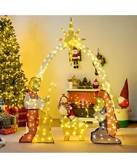 6 Ft Lighted Nativity Scene with 240 Warm White Led Lights for Yard, Porch, Garden