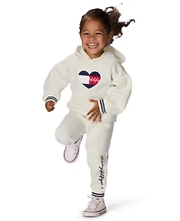 Tommy Hilfiger Girls Toddler 2T-4T 2-Piece Oversized Hoodie and Graphic Joggers Set