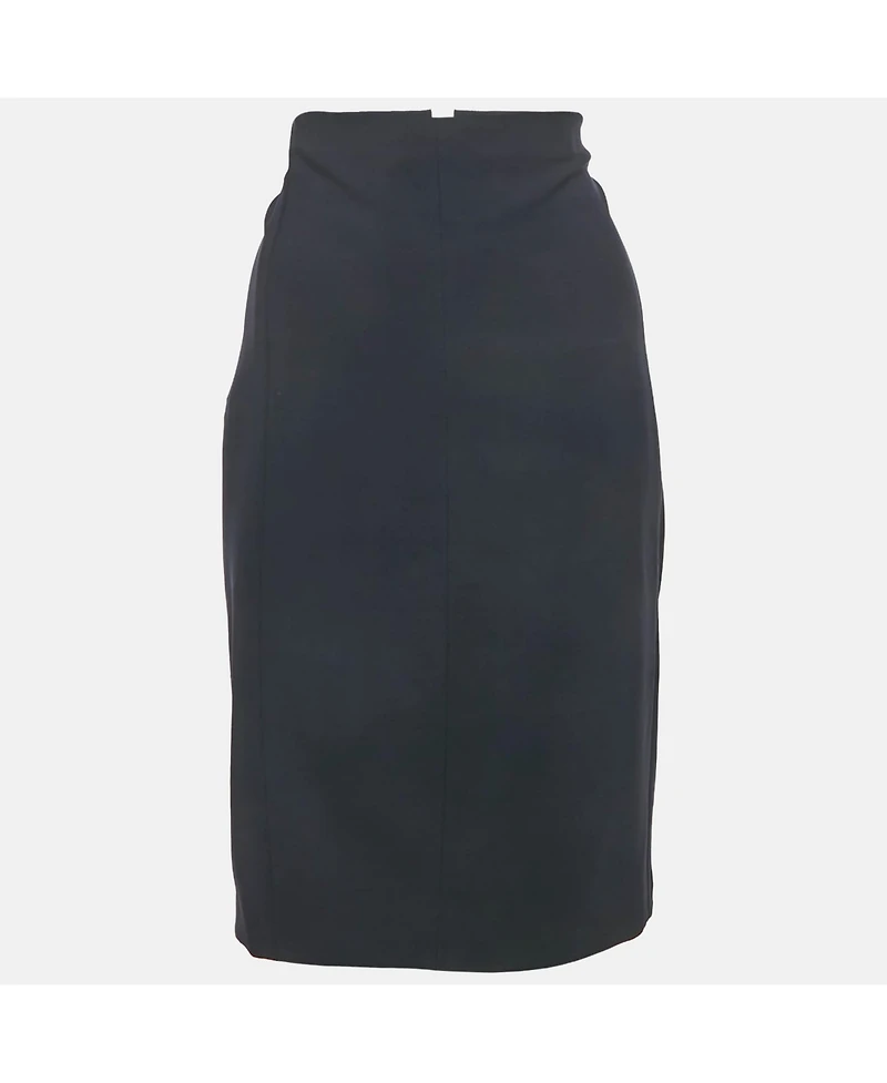 Pre-Owned Versace Women's Navy Blue Knit Knee Length Skirt