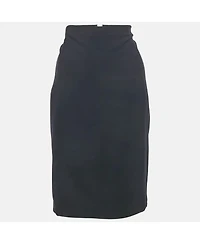 Pre-Owned Versace Women's Navy Blue Knit Knee Length Skirt