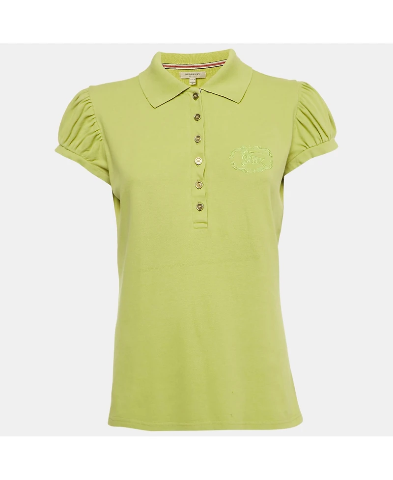 Pre-Owned Burberry Women's Green Pique Polo T-Shirt
