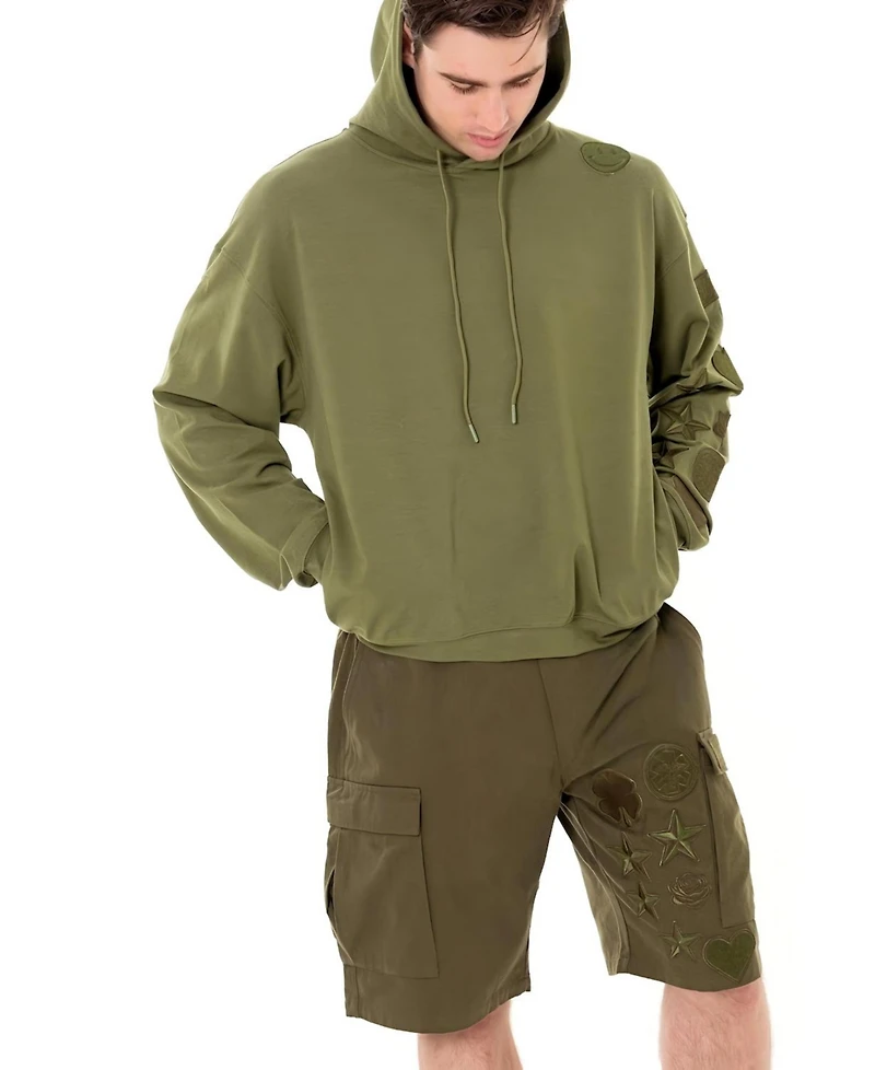 Dai Moda Men's Menswear Patches Cargo Shorts