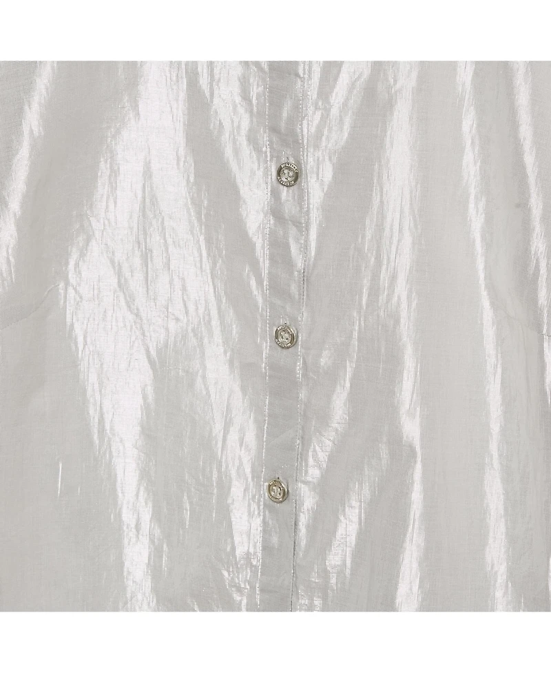 Pre-Owned Burberry Women's London Lamé Button Front Shirt