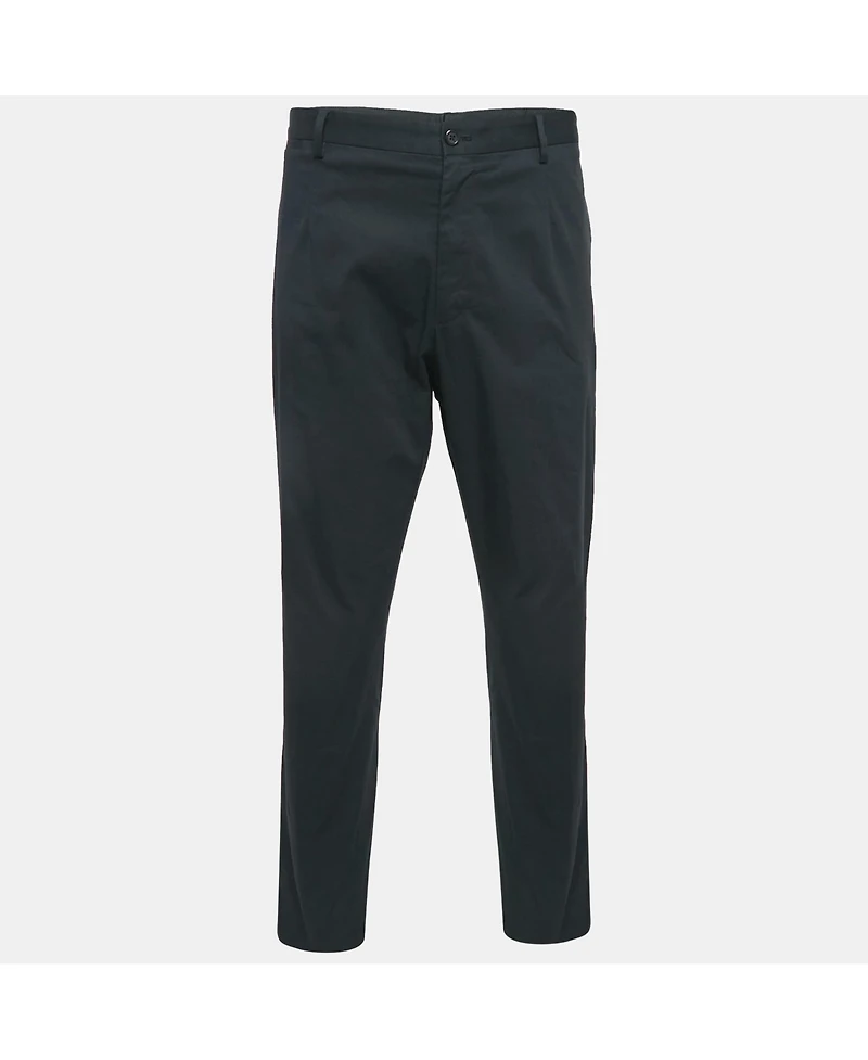 Pre-Owned Dolce & Gabbana Men's Black Cotton Tailored Trousers