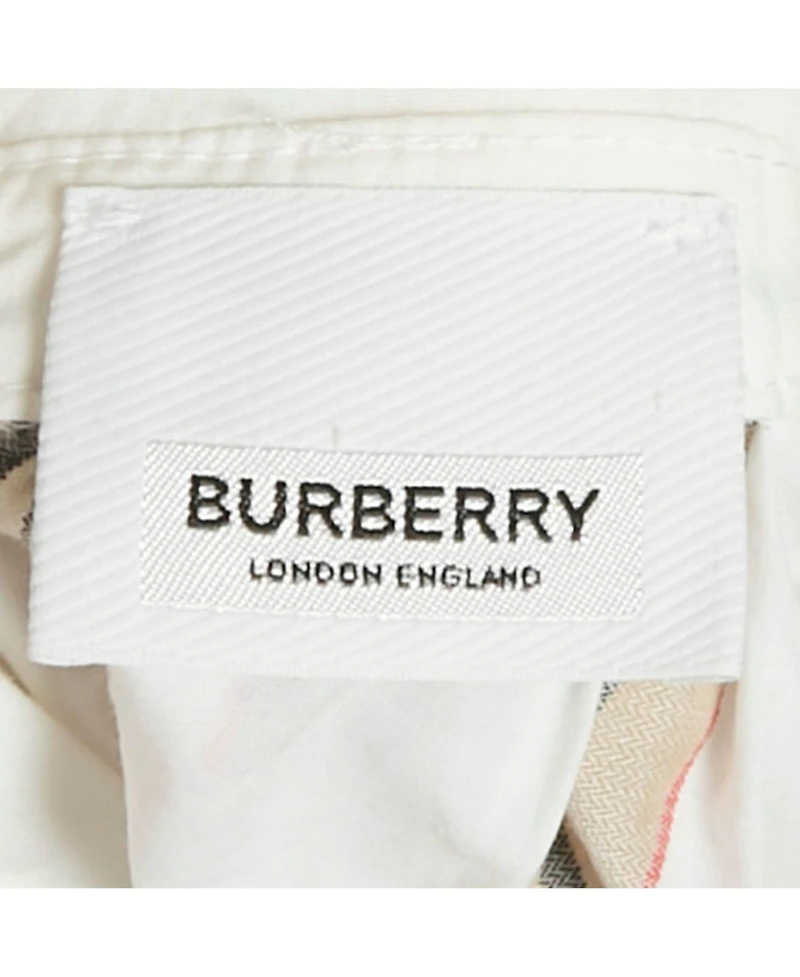 Pre-Owned Burberry Women's White Cotton Nova Stripe Detail Button Back