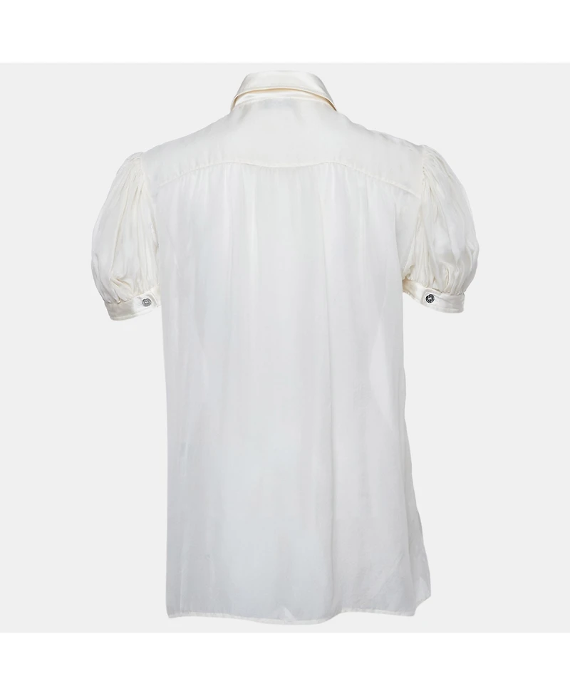 Pre-Owned Dolce & Gabbana Women's Pre-Owned D&g Beige Sequin Embroidered Silk Shirt