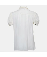 Pre-Owned Dolce & Gabbana Women's Pre-Owned D&g Beige Sequin Embroidered Silk Shirt