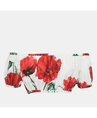 Pre-Owned Dolce & Gabbana Women's Poopy Print Cotton Off Shoulder Crop Top