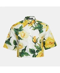 Pre-Owned Dolce & Gabbana Women's Floral Print Cotton Cropped Shirt