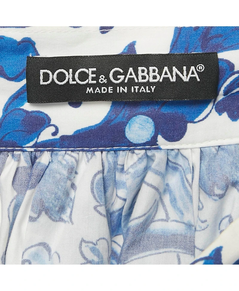 Pre-Owned Dolce & Gabbana Women's Blue Majolica Print Poplin Maxi Skirt