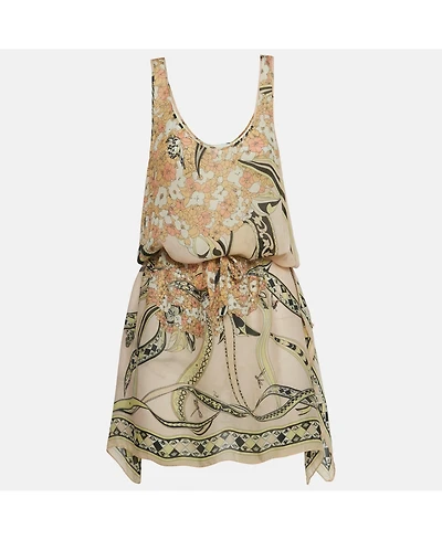 Pre-Owned Emilio Pucci Women's Floral Print Silk Sleeveless Tunic Top