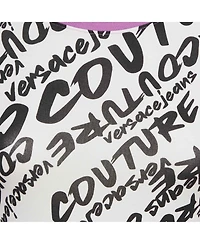 Pre-Owned Versace Women's Jeans Couture Logo Brush Print Cotton Crew Neck T-Shirt