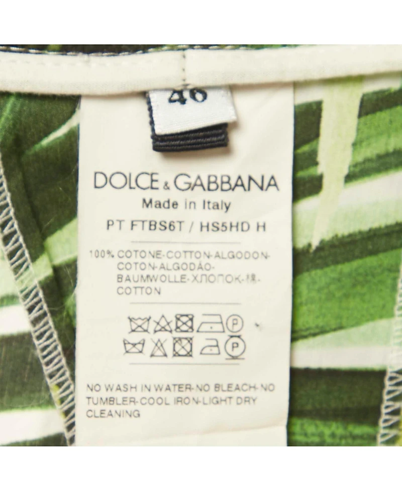 Pre-Owned Dolce & Gabbana Women's Green Tropical Print Cotton High Trouser