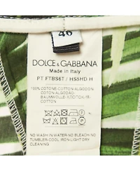Pre-Owned Dolce & Gabbana Women's Green Tropical Print Cotton High Trouser