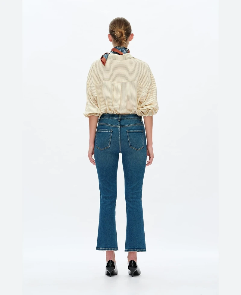 Bayeas Women's High-Rise Cropped Flare Stretch Denim Jeans