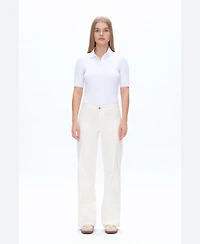 Bayeas Women's Mid-Rise Wide-Leg Denim Patch-Pocket Jeans