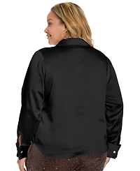 Muse Plus Long-Sleeves Satin Top