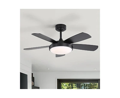 42-inch Modern Black 5-Blade Ceiling Fan with Light and Remote Control