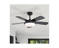 42-inch Modern Black 5-Blade Ceiling Fan with Light and Remote Control