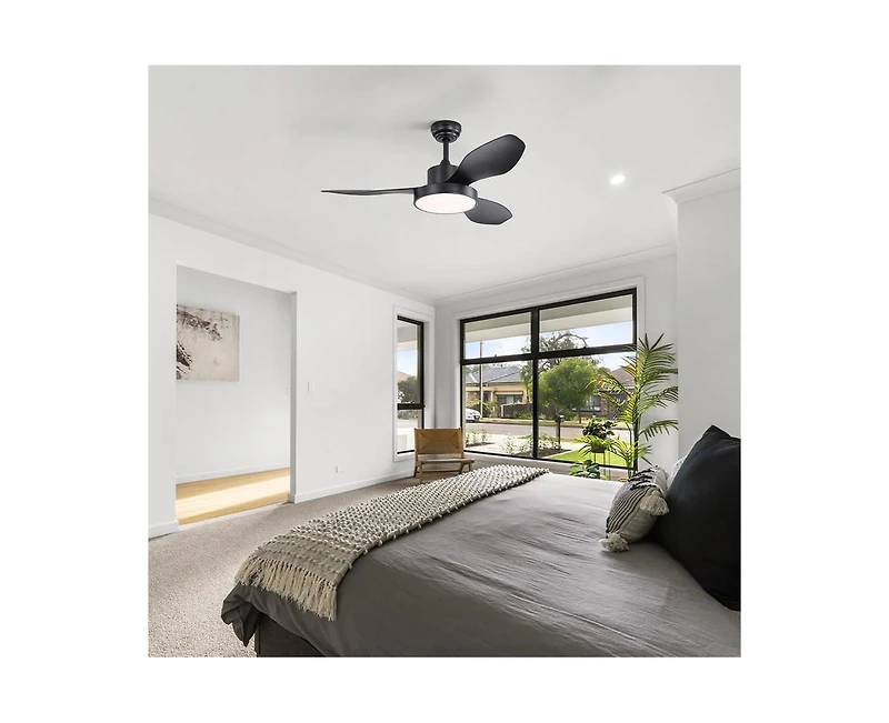 Sofucor 47-inch Modern Black 3 Blades Ceiling Fan with Six-Speed Remote Control and Timing Function and Light Kit