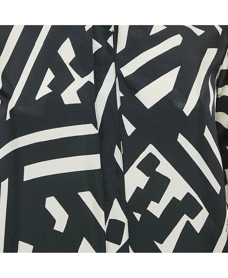 Pre-Owned Burberry Women's London Black Printed Silk Button Front Shirt