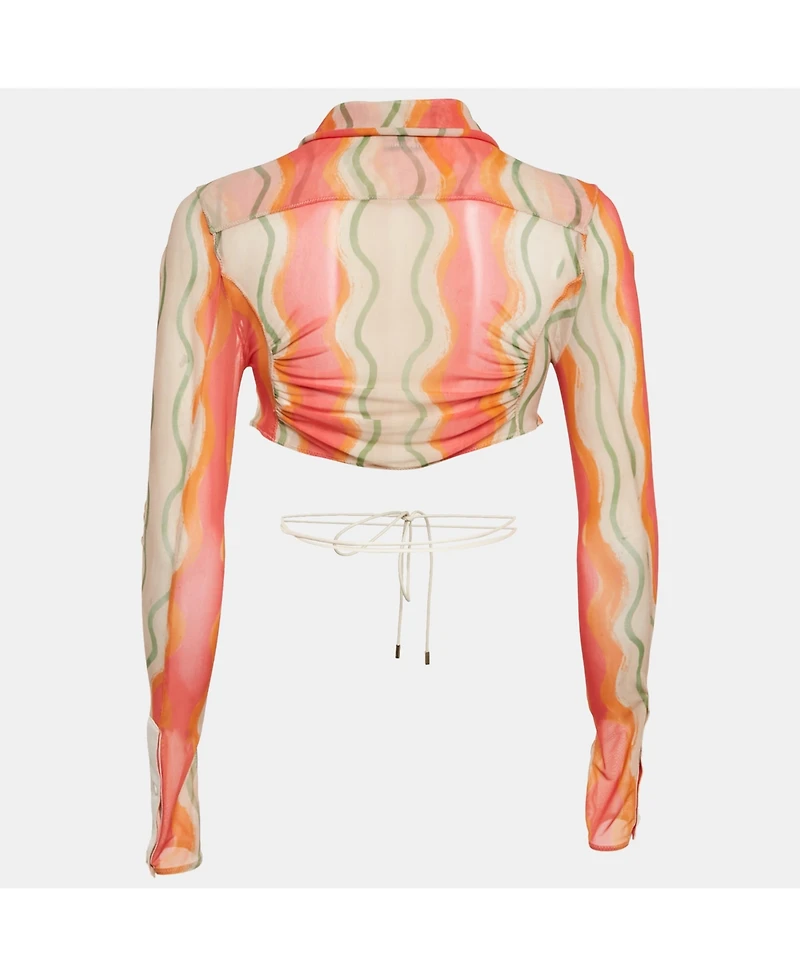 Pre-Owned Jacquemus Women's Multicolor Mesh Le Raphia La Chemise Abaca Crop Top