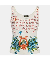 Pre-Owned Versace Women's Jeans Couture Printed Cotton Knit Tank Top