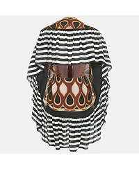 Pre-Owned Givenchy Women's Black Printed Silk Frill Back Open Blouse