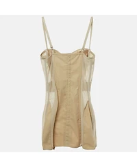 Pre-Owned Burberry Women's Beige Cotton And Mesh Panaled Top