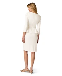 Adrianna Papell Women's V-Neck Crepe Peplum Dress