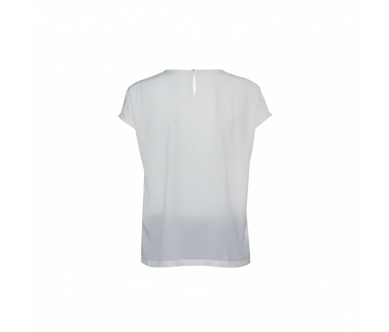 Pre-Owned Dolce & Gabbana Women's Black And Beige Dice Key Printed Silk Short Sleeve Top