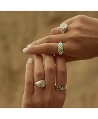 Spero London Adjustable Multi Pastel Color Enamel Sterling Silver Signet Ring