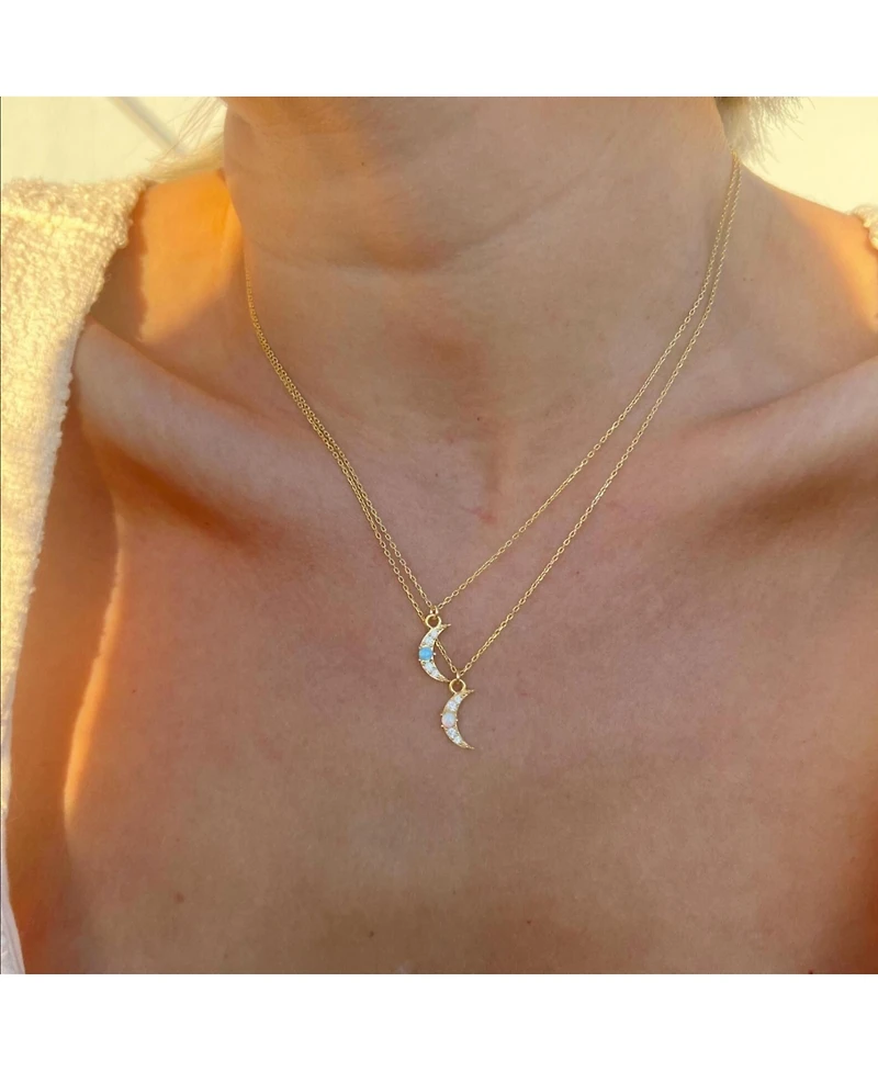 Spero London Crescent New Moon Blue Opal Sterling Silver Necklace