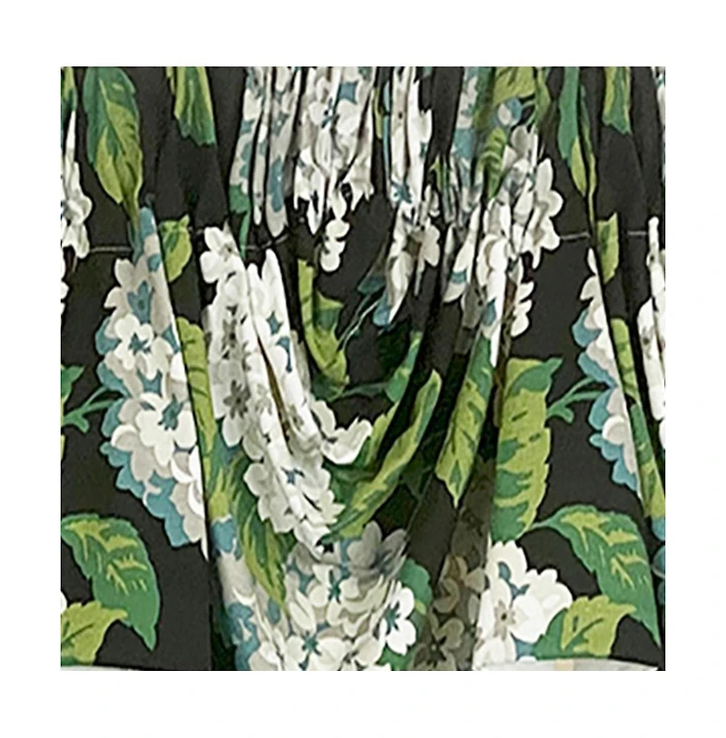 Rlf Home Hydrangea Empire Valance Tuxedo Black 3-Scoop. 64"W x 25"L For windows up to 60"W